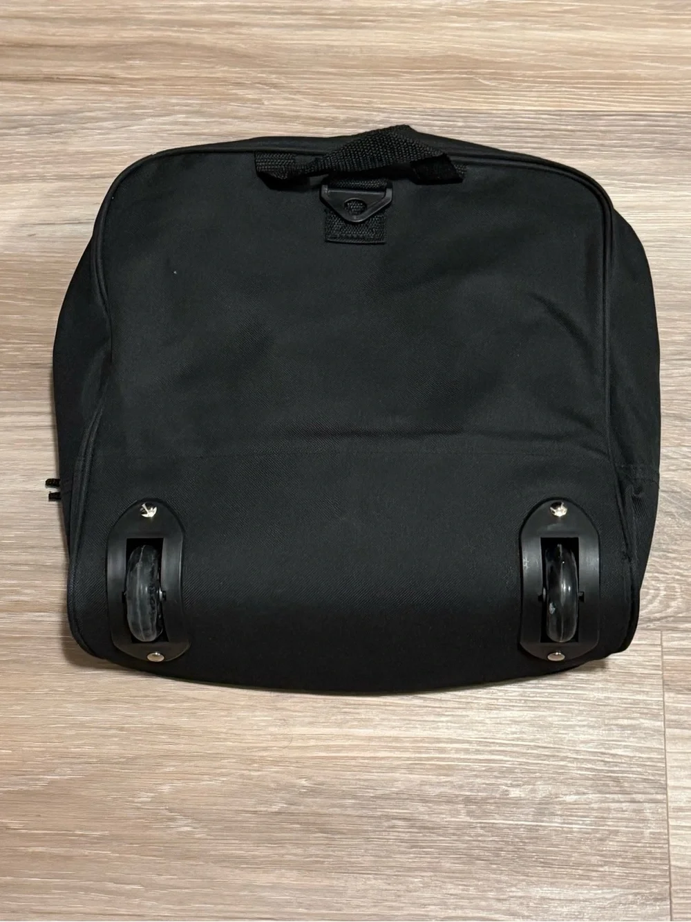 Protege | Black Collapsible Rolling Travel Duffle Bag with Side Mesh Pockets